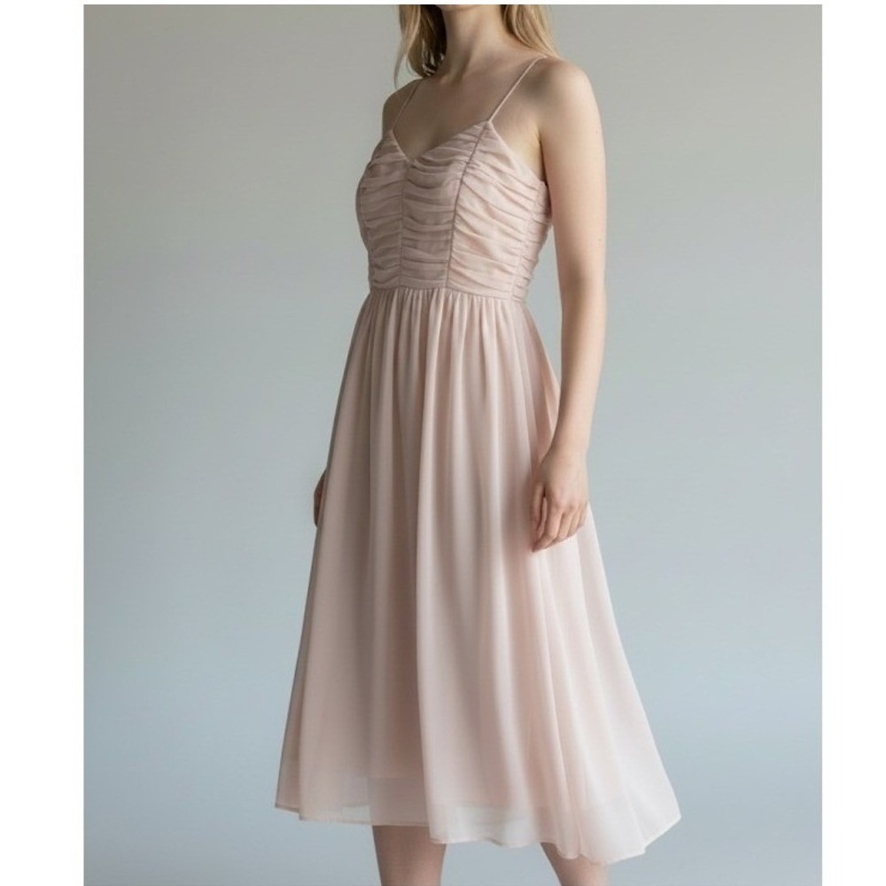 ASOS Chiffon Sweatheart Midi Dress Blush Pink US 6 NWT